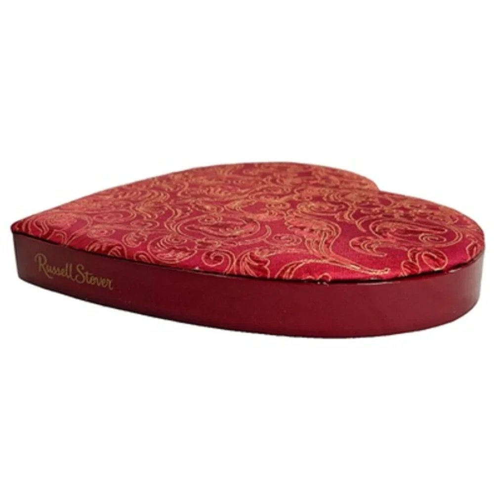 Heart Shaped Russell Stover Candy Box with Padded Fabric Lid Empty 10.5" - Picture 7 of 12